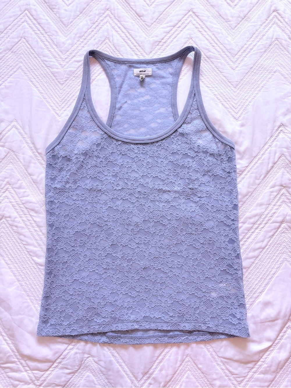 aerie Light Blue Lace Racerback Tank